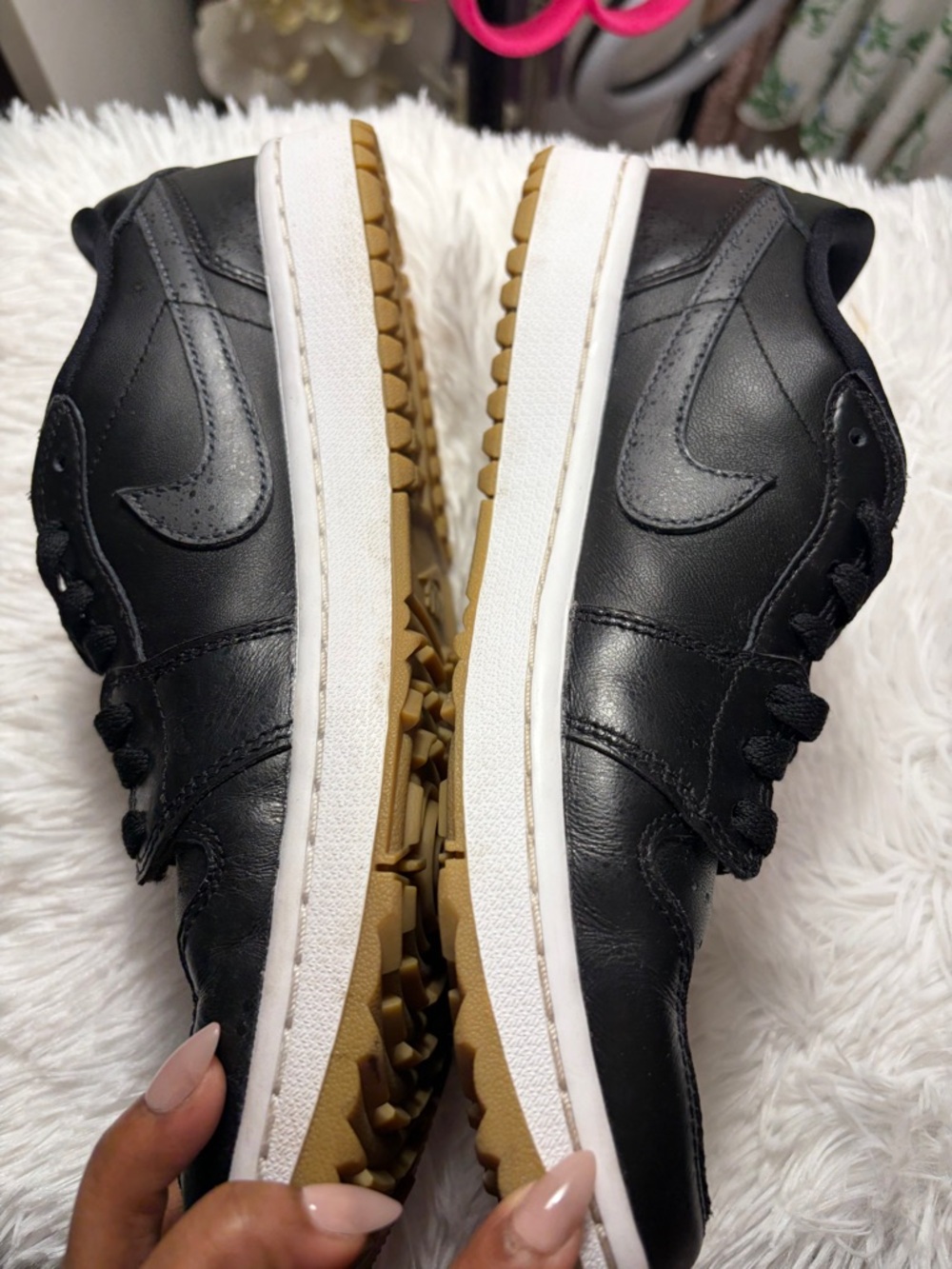 Jordan Men’s Black and Gum Low-Top Sneakers - Picture 10 of 11